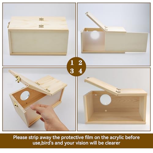 Image of Parakeet Cage Nest Box Visible and Detachable Bird Nest Breeding Box with Perch Natural Wood Bird Nesting for Cockatiel Lovebirds Budgie Finch Parrotlets Canary(XS 7.8 * 4.7 * 4.7inch)
