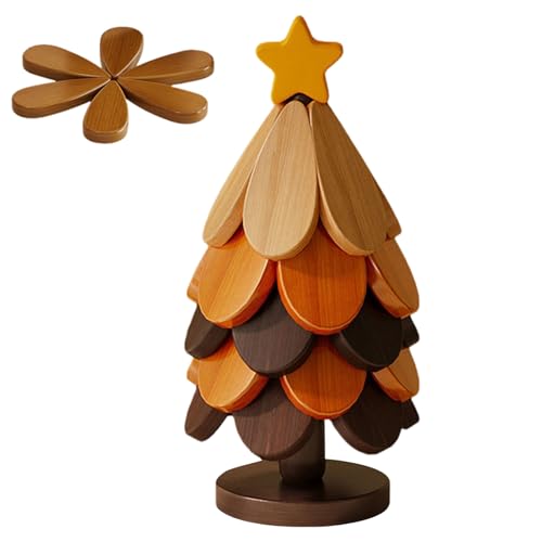 Salvamanteles de madera para árbol de Navidad, 5 unidades, plegables, posavasos para tazas con soporte, para platos calientes, ollas, sartenes, cuencos, teteras