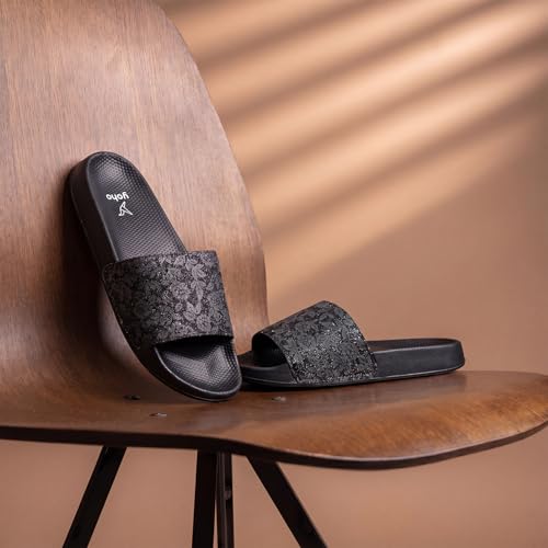 Image of YOHO Tropica Printed Comfortable Women Slides | Stylish Rainy Footwear & Waterproof Monsoon Sandals | Soft Inner Lining On Strap