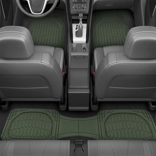 Image of Universal Car Floor Mats, 3 Piece Trimmable All-Weather Floor Liners for Cars, Sedans, Small Trucks & SUVs Green Color
