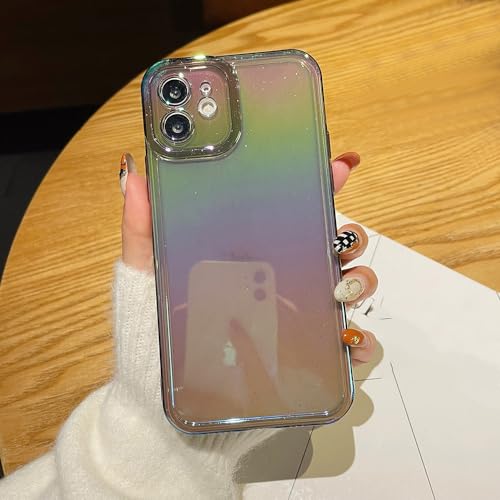 Coque iPhone 14 Pro Max transparente pailletée en TPU souple antichoc laser coloré