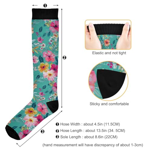 Plaaee Compression Socks for Women & Men Pink Floral Knee High Stocking for Sports Running Travel Nurses3