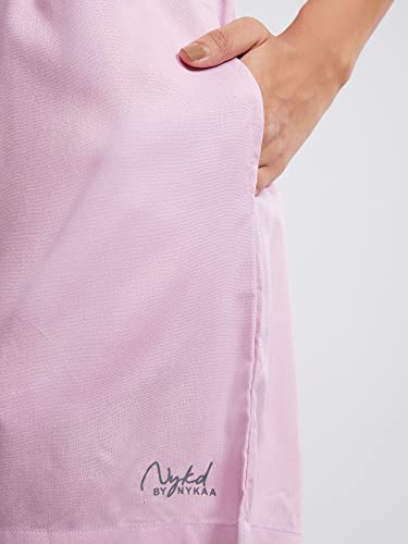 Image of NYKD Everyday Casual Cotton Shorts for Women with Stylish Ruffled Waistband Drawstrings and Side Pockets Night Wear Lounge Shorts - NYS036
