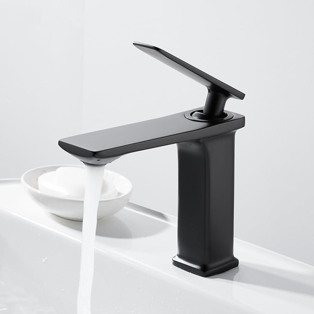 Grifo de lavabo de latón dorado blanco, grifo mezclador de lavado de agua fría y caliente para baño, grifo cromado monomando, grúa, negro