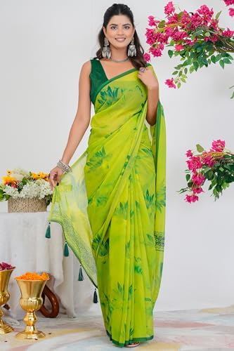 Image of MIRCHI FASHION Saree for Woman Georgette Floral Printed | Lightweight Comfortable Sari for Regular Social Wear and social visits