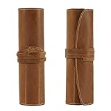 Specification: 190x40mm. FTFTO 2 PCS Leather Retro Pencil Cases Roll Pen Bag Storage Pouch for Stationery School Supplies Makeup Cosmetic Bag Holder (Color : C Size : 190x40mm) (A 190x40mm)
