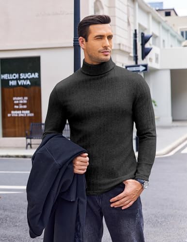 Ekouaer Men Turtleneck Shirts Lightweight Long Sleeve T Shirt Ribbed Thermal Tops Baselayer Pullover S-XXL3