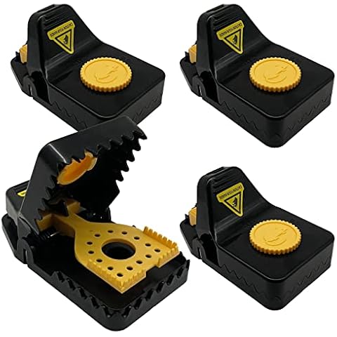 Mouse Traps, 4 Pack Rat Traps Large Heavy Duty Mouse Trap for Indoors and Outdoors Reusable Mice Trap Rodent Control That Kill Instantly Cover