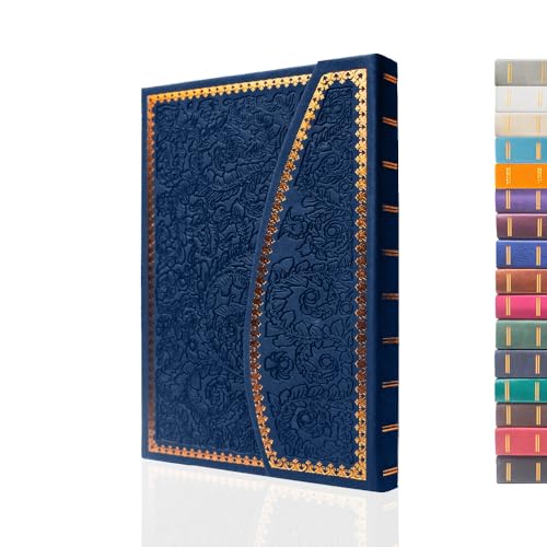 VICTORIA'S JOURNALS Journal magnétique, carnet vintage sculpté en similicuir avec couverture rigide, pages lignées, ruban marque-page, 20,3 x 14,5 cm