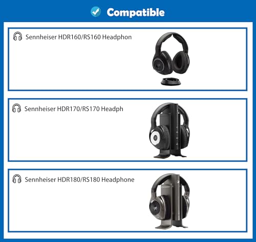 Almohadillas para auriculares profesionales compatibles con Sennheiser HDR160, HDR170, HDR180, RS160, RS170, RS180, con cuero sintético suave y espuma viscoelástica miniatura 2
