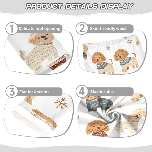 ALAZA Girls' Leggings Children's Yoga Pants Skinny Printed Dance Brown Poodle Dogs Comfortable 4T2