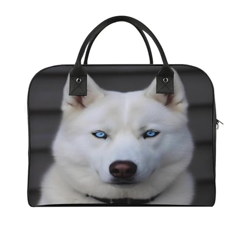 Blue Eyed White Husky Laptop Tote Bag Casual Travel Handbag Multi Pocket Shoulder Bags for Work Travel