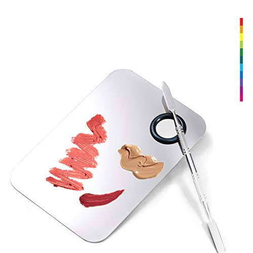 CFtrum Paletas de Maquillaje profesional de acero inoxidable. Paletas de mezcla de maquillaje con espátula para sombra de ojos, pestañas, lápices labiales, arte de uñas