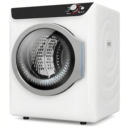 Auertech 2.6 CU. FT. Portable Dryers for Laundry, Compact Clothes Dryer with Stainless Steel Tub, 1400W Dryer Machine, Electric Dryer with Control Knob for Apartment, Dorm, RV, White