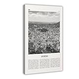 NEOHI Oviedo - Lienzo moderno con diseño de mapa de la ciudad de España, en blanco y negro, para decoración de sala de estar, dormitorio, 40 x 60 cm