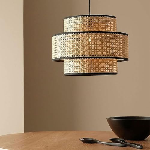 Suspension osier naturel luminaire suspendu rotin tressé salon E27 beige