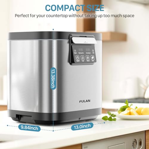 Electric Composter for Kitchen, 3.8L Smart Countertop Compost Bin, Odorless | Low Noise | Auto-Cleaning | LED Display | Turn Food Waste into Dry Fertilizer Within 4 Hrs, Durable Stainless Steel