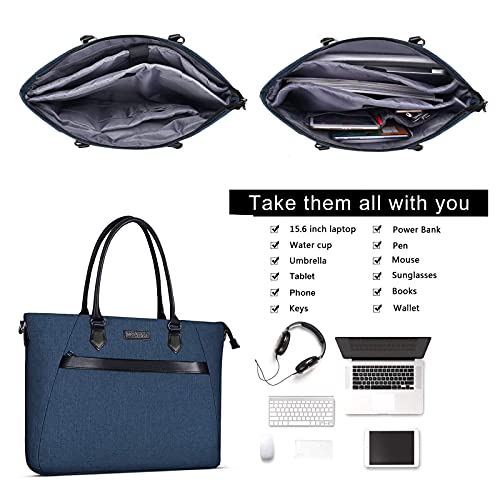 MOSISO Laptop Tote Bag (17-17.3 inch) with Front Trapezoid Pocket, Deep Teal2