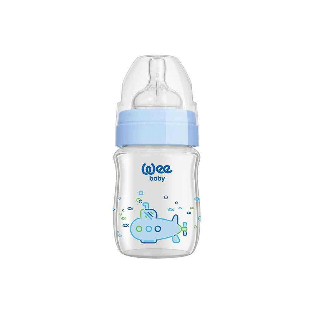 Patterned Classical Wide Neck Glass Feeding Bottle, 120 ml Capacity 0-6m