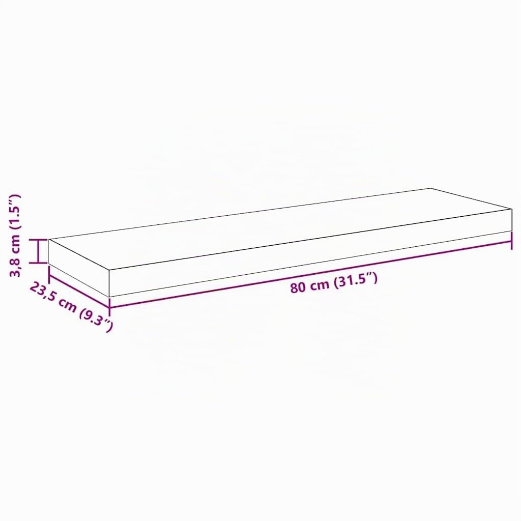 vidaXL 2X Wandregal Schwebend Hängeregal Wandboard Bücherregal Regalbrett Schweberegal CD DVD Regal Dekoregal Eichefarben 80x23,5x3,8cm MDF
