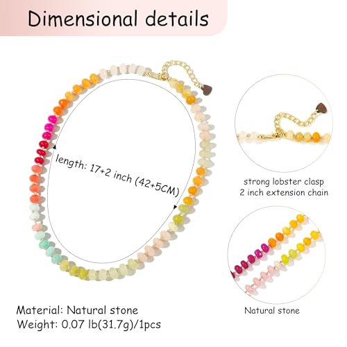Gemstone Beaded Necklace for Women Colorful Natural Stone Freshwater Pearl Surfer Beach Rainbow Necklace Jewelry Gift2