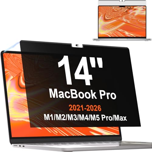 Magnétique Filtre de Confidentialité pour MacBook Pro 14 Pouces(2021-2026, M1-M5), Anti-Espion/Bleu-Lumière Filtre ecran Confidentialité, Amovible Filtre...