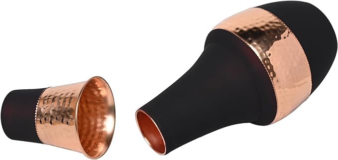 Pure Copper Bedside Water Carafe with Tumbler, for Ayurveda Health Benefits - Capacity - 1.4 Lt. (47.3 US Fluid Ounce) - Dark Cherry - Image 4