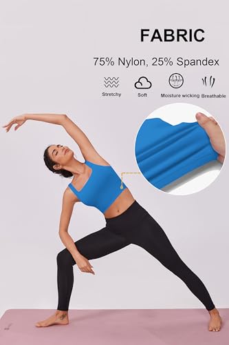 Image of PINSPARK Sports Bras for Women Light Impact Wirefree Longline Bras Workout Tank Tops with Removable Pads, A-D Cups Small,Sparkle Blue