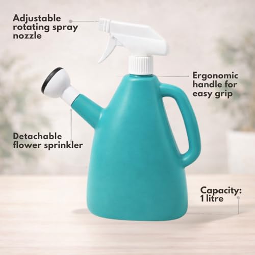 Image of Urban Upvan Watering and Spray Dual-Use Watering Can 1L | Garden Watering Sprayer Bottle with Adjustable Nozzle | Indoor Outdoor Plant Watering Tool for Home, Balcony & Garden (Aqua)