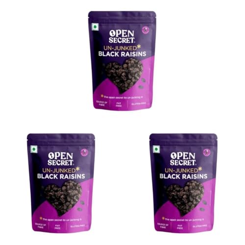 Image of Open Secret Black Raisins | 450Gm | Dry Fruits, Kismis, Kishmish, Dry Grapes, Premium Raisins, 100% Natural & Gluten-Free, Dried Kishmish Without Seeds, Rich In Fiber Iron Calcium (Pack of 3)