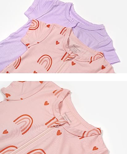 Teach Leanbh Baby Boys Girls 2 Pack Bamboo Viscose Pajamas 2 Way Zipper Short Sleeve Romper Jumpsuit Sleep and Play2
