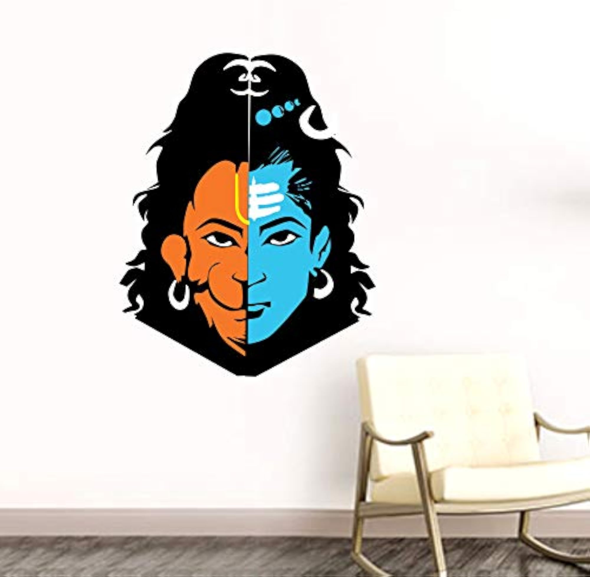 Shiva Hanuman Wall Sticker, Decorative Vinyl
