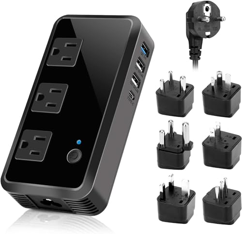 2300W Voltage Converter 220V to 110V Universal Travel Adapter/Power Converte with 3 USB Ports 3 AC Outlets 1 Type-C in EU/UK/AU/US/IT/South Africa More Than 150 Countries Over The World