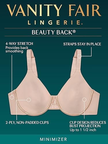Image of Vanity Fair Women's Beauty Back Smoothing Minimizer Bra, Minimizes Bust Line up to 1.5 inch, Non Padded Cups up to H