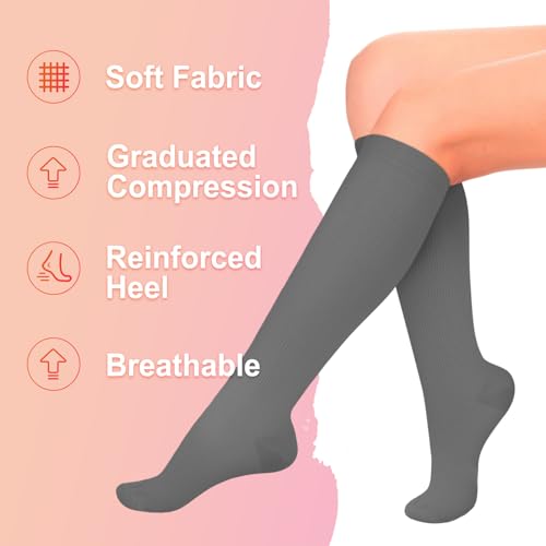 4 Pairs Compression Socks for men women Circulation-Best Support for Nurses,Running,Athletic,Travel ,Golf ,Volleyball ,Tennis,Softball Walking,Gifts Calf sock Navy Blue L-XL