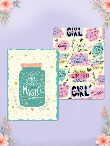 Image of DOODLE A5 Planner & Notebook Set of 2 | 12-Month Undated Planner + 148 Ruled Pages | 160 Pages Each | Cute Journal for School, College, Office, Work & Gifts