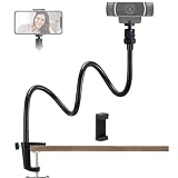 Tencro, supporto per webcam da 70 cm regolabile a collo di cigno per fotocamera da scrivania, per tutti i cellulari, GoPro e Logitech Webcam C925e, C922, C930e, C930, C920,C615, ecc. (1/4" filettato)