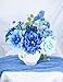 yuagolle Artificial Flowers for Home Decorations: Blue Silk Fake Flowers Bulk Boxed Set, Peony Roses Bouquets with Stems for Table Centerpiece, DIY Wedding, Bridal Shower, Graduation Cap & Tea Party