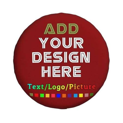 Image of Custom Spare Tire Cover, Personalized Text Image Waterproof Dust-Proof Universal Wheel Covers Protectors Fits Tire for Trailer RV SUV Truck Camper, DarkRed