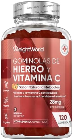 Iron Supplement 14 Mg - 120 Natural Peach Flavored Gummies - 2 Mo...