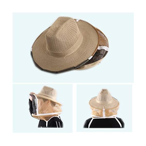 HunterBee Imker-Hut und Schleier mit Handschuhen, rund, 2-in-1, Braun – Bild 4