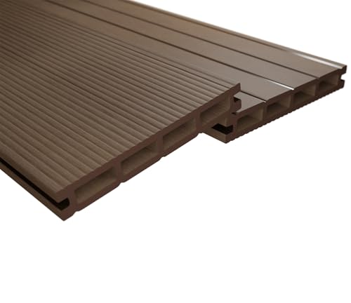 Endorphin® WPC Terrassendielen Komplettset 2-50m² Braun - Mit Unterkonstruktion &