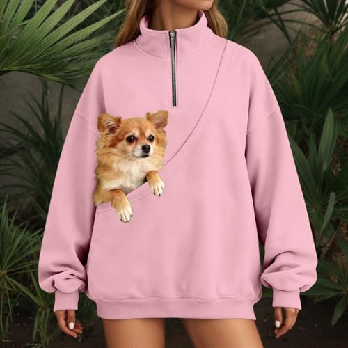 Sudadera con cremallera contra el frío jersey cómodo con bolsillo y soga para llevar gatos XXXL 7