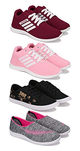 BERSACHE Sports Running Shoes for Women Combo(MR)-1703-1704-1629-1543(Multicolor Pack of 4) (B08W8G5XVH) Amazon Price History, Amazon Price Tracker