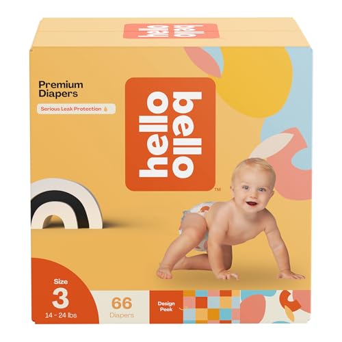Image of Hello Bello Premium Diapers Size 3, Honeysuckle Designs, 66ct Club Box, Hypoallergenic and Extra Absorbent
