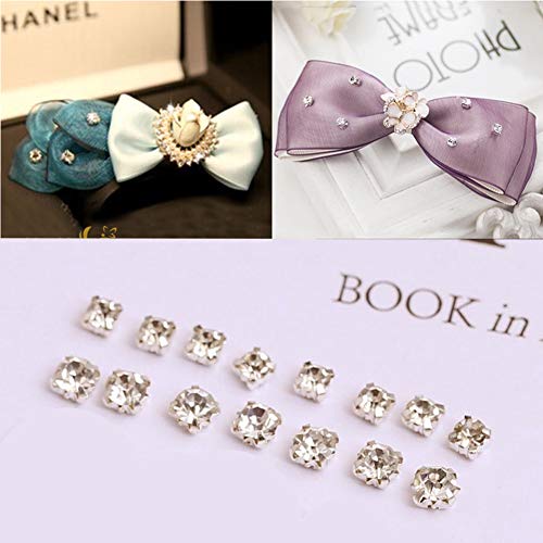 Jyukan 1440 Pcs Sew on Crystals Glass Rhinestones Silver Settings Rhinestone Embellishments for Clothing Wedding Dress,3mm