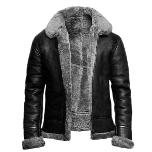 Manteau d'hiver chaud cuir d'agneau contre le froid veste de cowboy gris XL épaisse