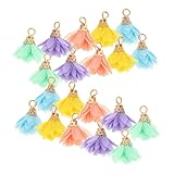 Homoyoyo 50 pièces Pendentifs Fleur Tissu avec Glands Mini Charms pour Bijoux DIY Accesso...
