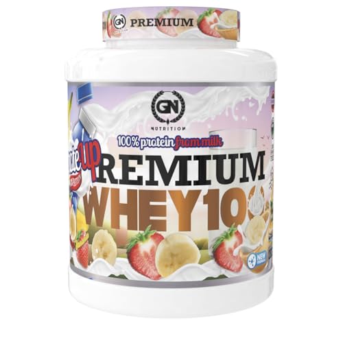 GN Nutrition Premium Whey 100% 2kg | Sabor FRESA y Banana | Alta Disolución, Rica en Proteínas, Saciante, Ideal para Deportistas