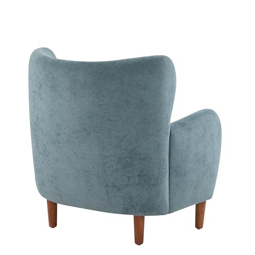 Christopher Knight Home Dolly Mid-Century Modern Velvet Upholstered Wingback Club Chair, Living Room Lounge Chair for Relaxation, Reading Armchair, Solid Wood Living Room Accent Chair, Aqua Blue+Brown by Christopher Knight Home - Used condition - Image 5